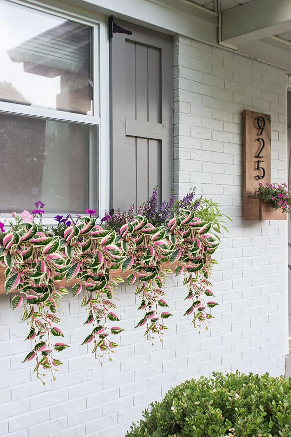 DILATATA Fake Hanging Plants Artificial Hanging Plants 26" Faux Wandering Jew Hanging Leaves Plants for Wall Shelf Home Indoor Outdoor Decor - 2 Pack