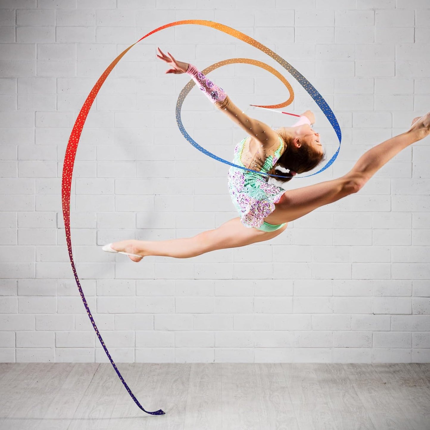 Yilloog 50 Pcs Ribbon Dancing Wands Party Favors, 78.7 Inch Artistic Gymnastics Ribbon Streamers Twirling Wands, Rainbow Birthday Decorations