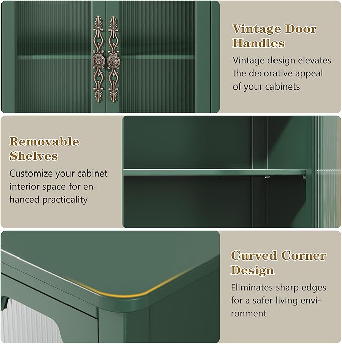 Vintage Buffet Sideboard with 4 Glass Doors, Deractive Crezada - Image 4