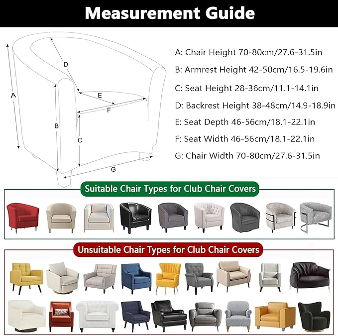 SearchI Waterproof Club Chair Slipcover Stretch Barrel Chair Covers Jacquard - Image 4