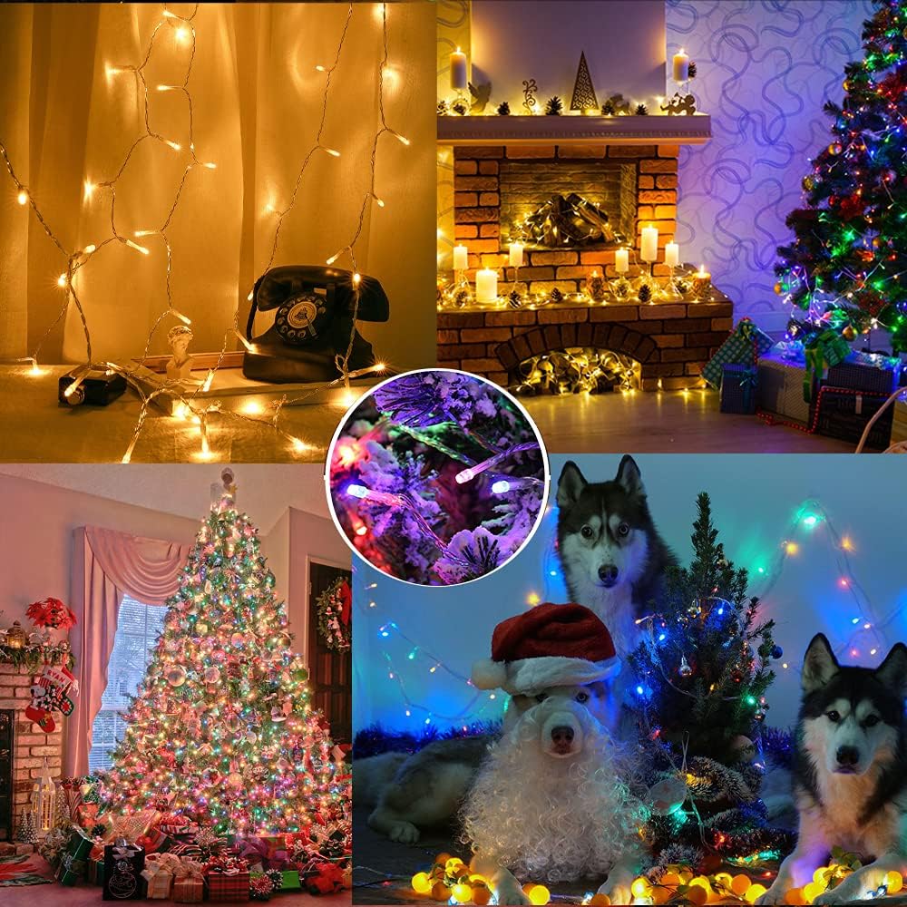BrizLabs Christmas Lights, 180ft 500 LED Color Changing String Lights, 11 Modes Warm White & Multicolor Christmas Tree Lights with Remote, Dimmable Christmas Lights String Clear Wire for Xmas Decor