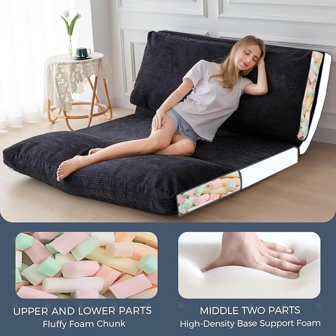 MAXYOYO Folding Sofa Bed, Extra Thick and Long Floor Sofa Convertible Sleeper - Image 5