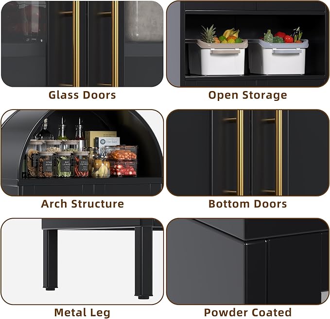 VEXPOR 73" Tall Arched Kitchen Pantry Cabinet - Image 5
