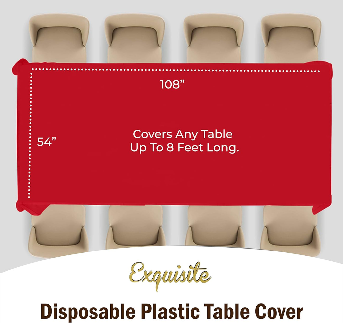 Party Solids 12-Pack Premium Plastic Tablecloth 54in. x 108in. Rectangle Table Cover - Red