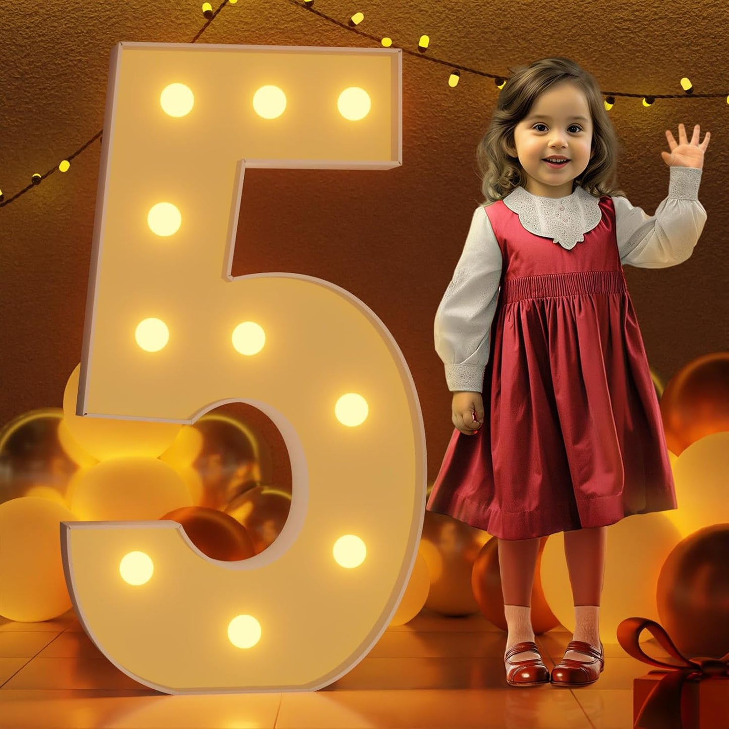 Marquee Numbers 4 Feet Tall Large Light Up Numbers 5th 15th 25th Five is A Vibe Birthday Decorations Girl Boy Big Yellow Light Outdoor Anniversary Decorations Balloon Arch Kit Party Backdrop 5