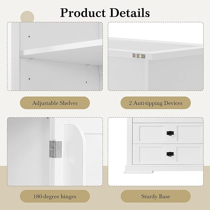 VilroCaz 78'' Tall Freestanding Kitchen Pantry - Image 4