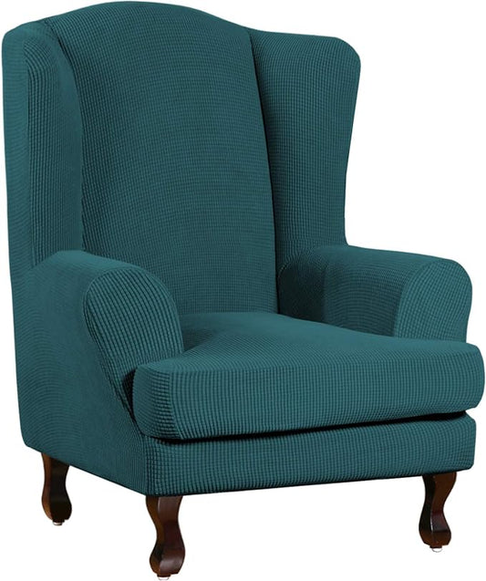 Turquoize Wingback Chair Covers 2 Piece Wing Chair Slipcover Stretch Slipcovers by Turquoize