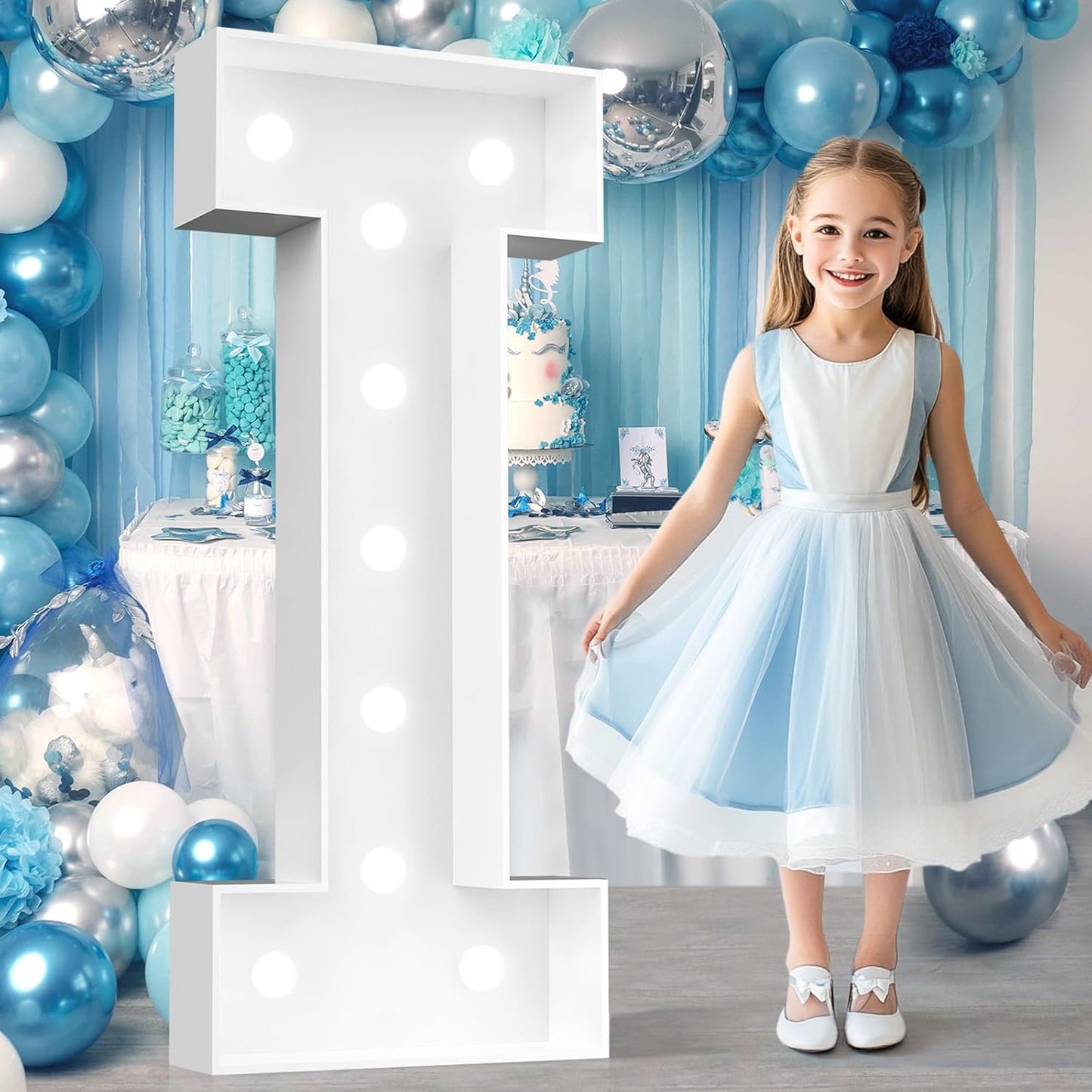 Ledido 4FT Marquee Light Up Letters, Cool White Light Up Letters Large Marquee Letter for Party Decorations, Mosaic Letter I for Balloons, Wedding Birthday Graduation Decor