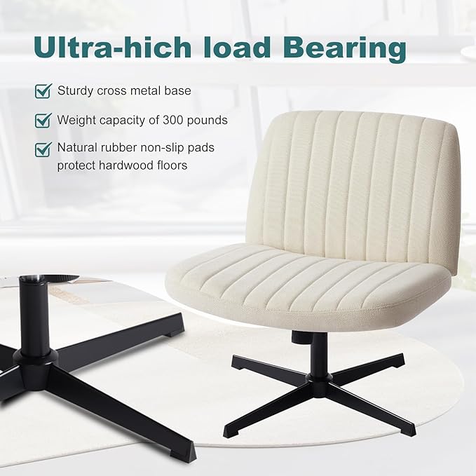 OLIXIS Criss Cross Legged Chairs Armless No Wheels Wide Seat Height Adjustable - Image 5