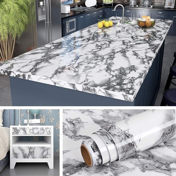 Livelynine 197x24 Inch Marble Contact Paper Peel and Stick Countertops by Livelynine