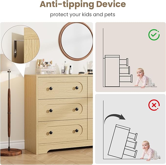 Garvee 6 Drawer Dresser for Bedroom, Wooden Mid Century Modern Chest of Drawers - Image 7