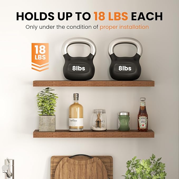 Fun Memories Floating Shelves for Wall, 9.3 Inch Set of 4 Rustic Wood Wall - Image 6
