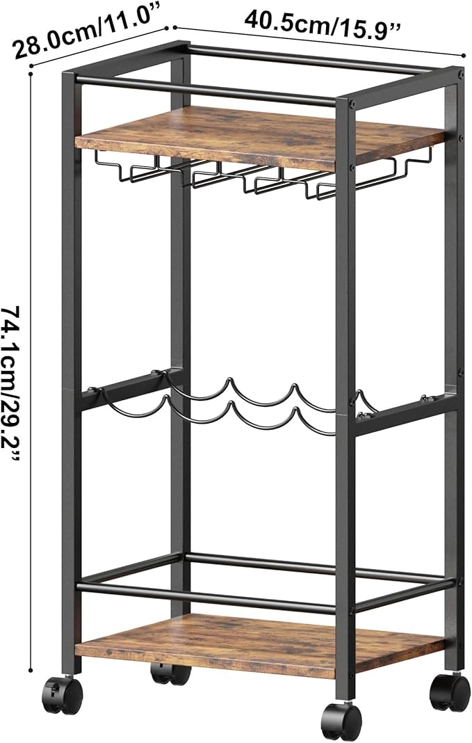 Bar Cart, Home Bar Serving Cart, Mobile Kitchen Carts - Image 7