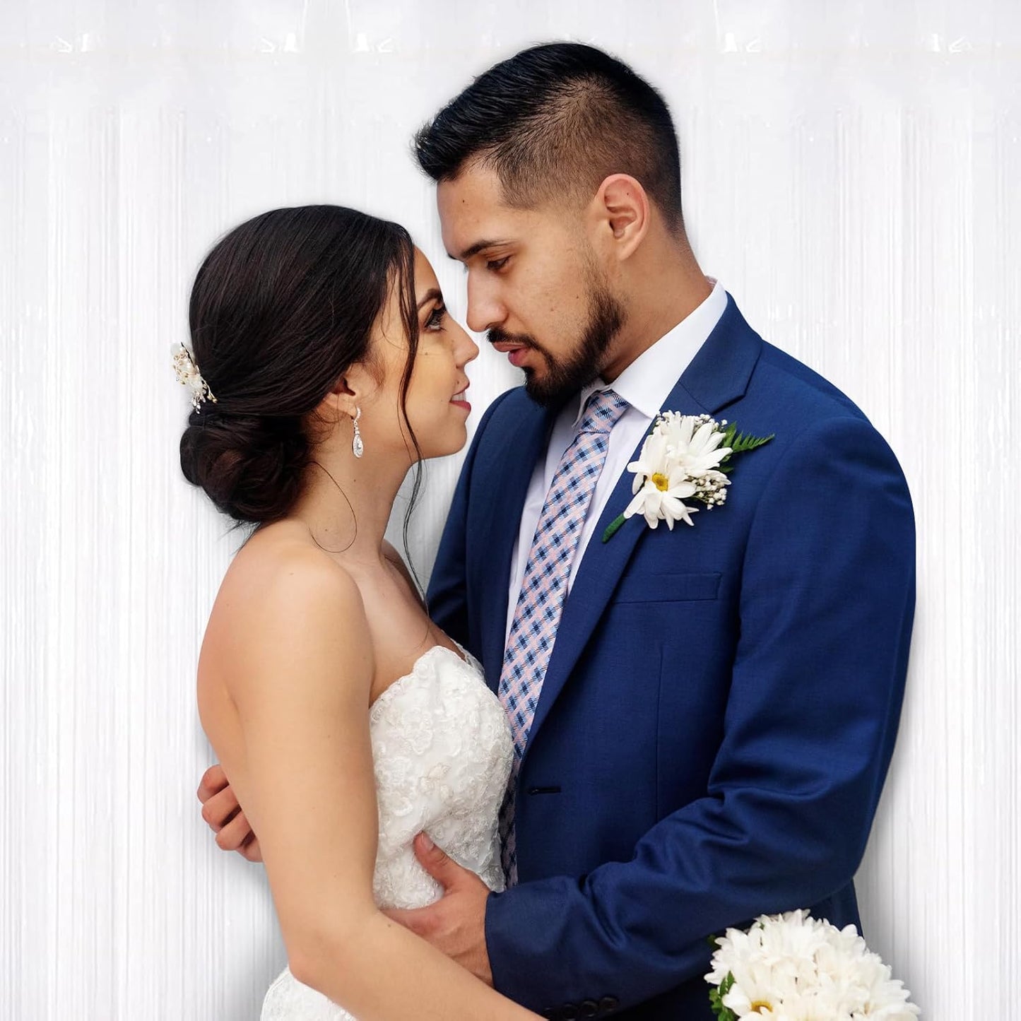 30 Pack White Foil Fringe Curtain Backdrop, 3.3x8.2 Feet Metallic Tinsel Streamer Curtains Photo Booth Props for Wedding/Anniversary/Bridal Shower/Christmas/New Year/Valentine's Day Party Decorations