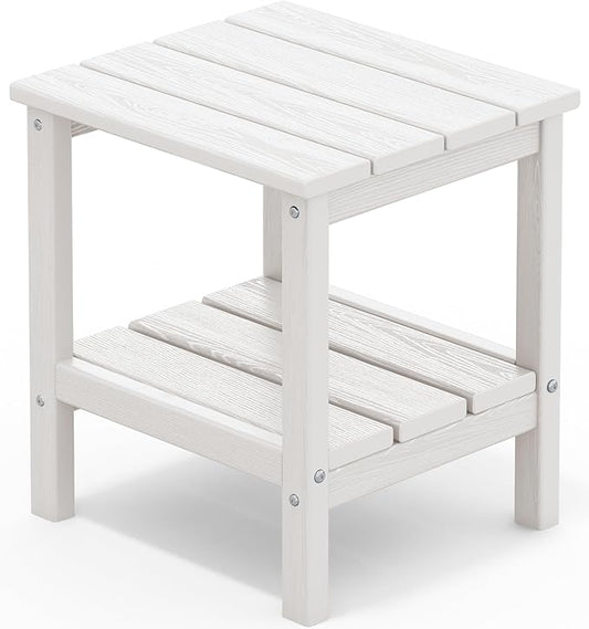 SERWALL 2-Tier HDPE Outdoor Side Table, Weatherproof Rectangular Adirondack by SERWALL
