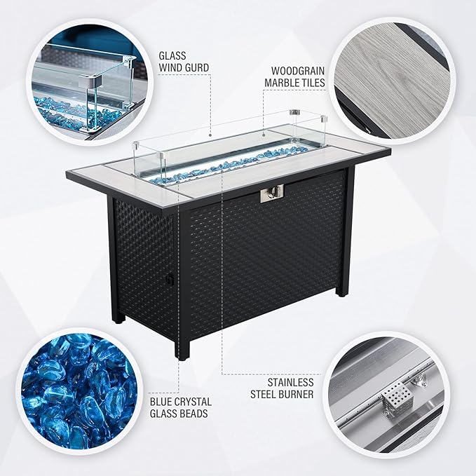 Outdoor Patio Furniture 60000 BTU Outdoor Propane Fire Pit Table Patio - Image 3