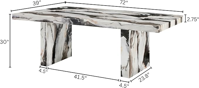Roundhill Furniture Cavira Modern Faux Marble Dining Table - Image 2