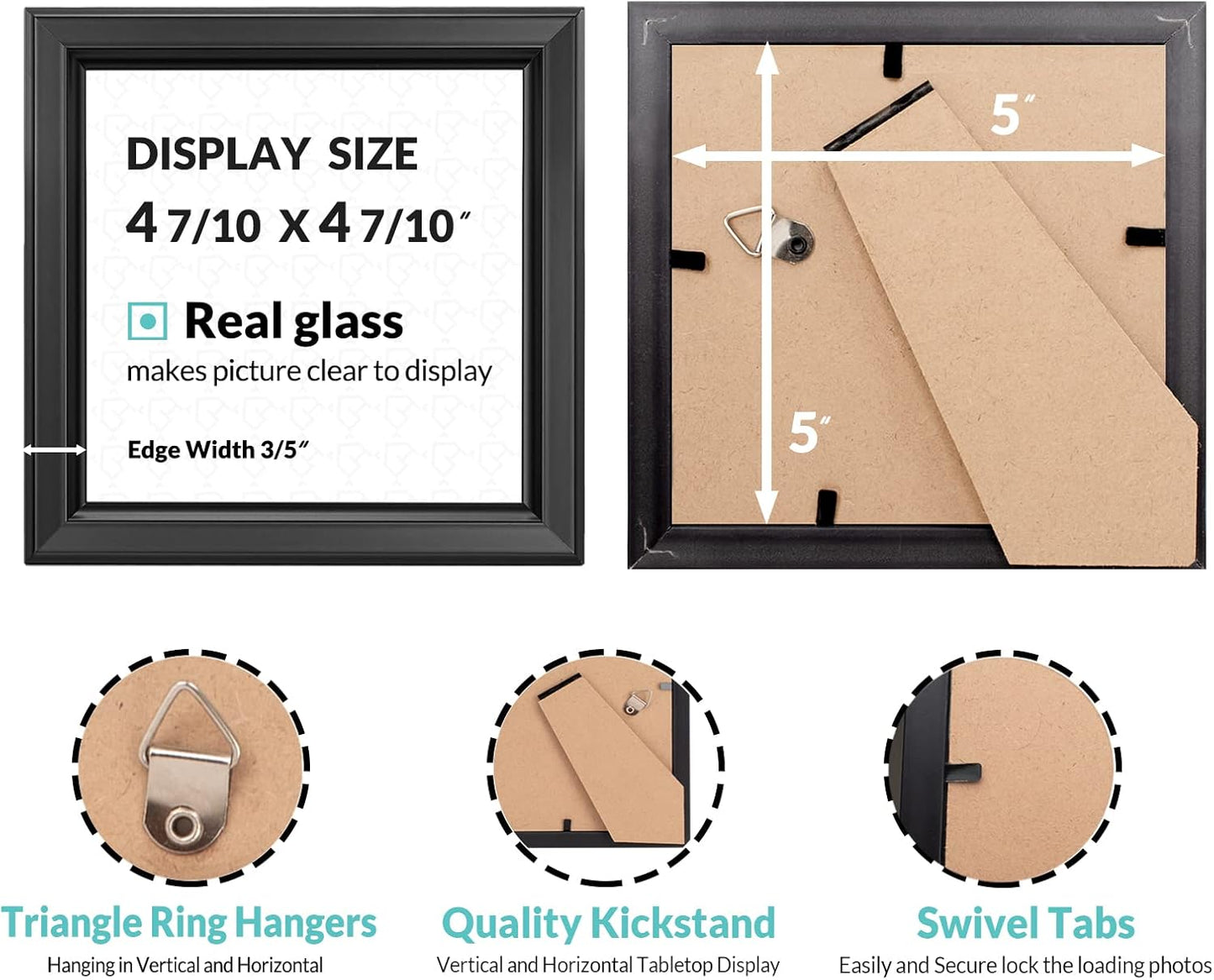 LaVie Home 5x5 Picture Frames (12 Pack, Black) Simple Designed Photo Frame with High Definition Glass for Wall Mount & Table Top Display, Set of 12 Classic Collection