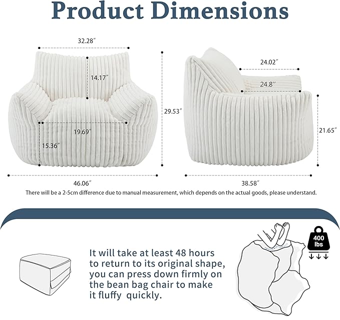 Giant Plush Bean Bag Chair for Adults - Image 2