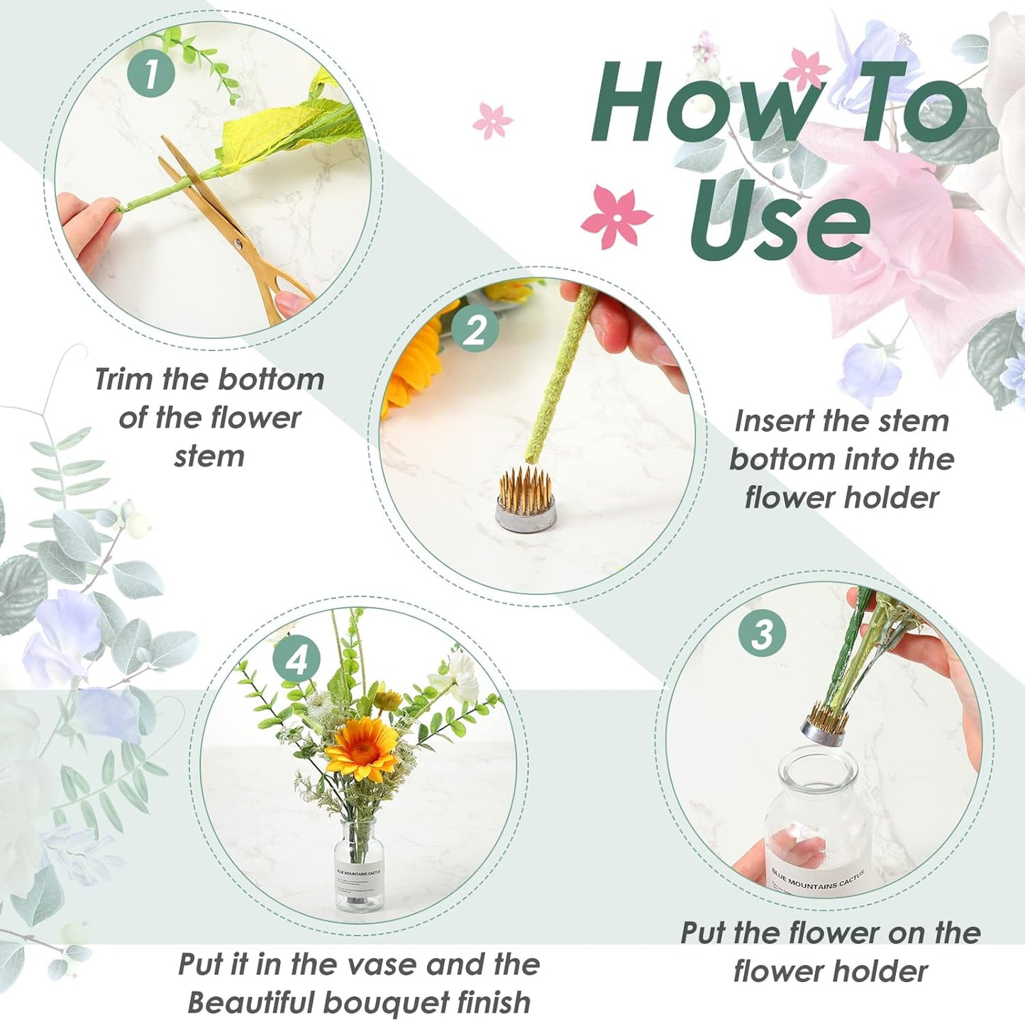 Kritkin 24 Pieces Flower Frogs Holder Mini Floral Round Flower Japanese Arranger Fixed Pin Holder for Arrangements Floral Plant Small Vase Ikebana Decoration Supplies Plant Fixation(0.9 Inch,Gold)