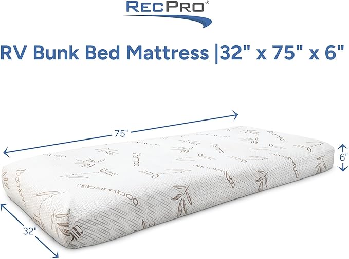 RecPro RV Bunk Bed Mattress Memory Foam Mattress 6" Gel Infused w/Bamboo - Image 2