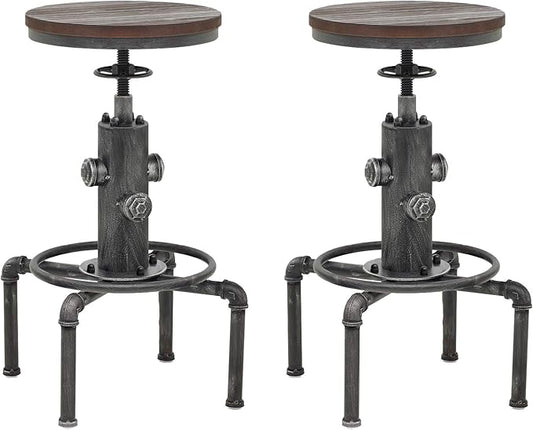 Topower Antique Vintage Industrial Barstool Solid Wood Water Pipe Fire Hydrant by Topower