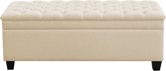 WUTUTUEE 51" Fabric Storage Ottoman Bench, Upholstered Rectangle End of Bed by WUTUTUEE