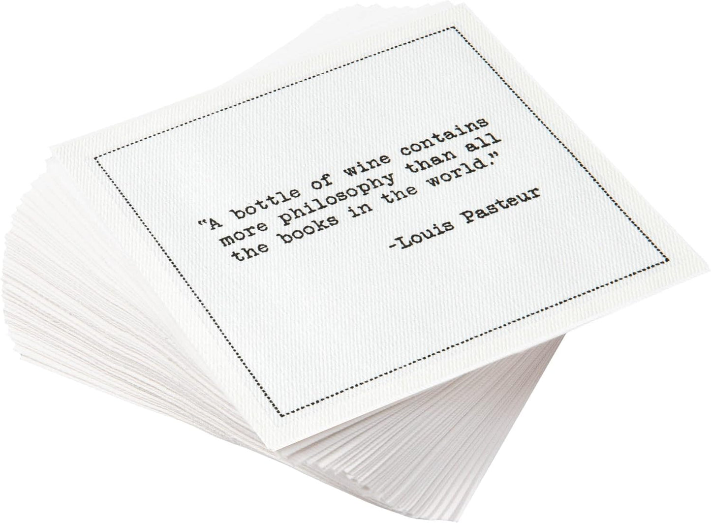Five Star Napkins Literary Bar Quotes White Cotton Cocktail Napkins, Beverage Napkins, Bar Napkins, Cloth Napkins, Party Napkins, Holidays, Weddings, Birthdays, Disposable, 4.5" x 4.5"- (50x)