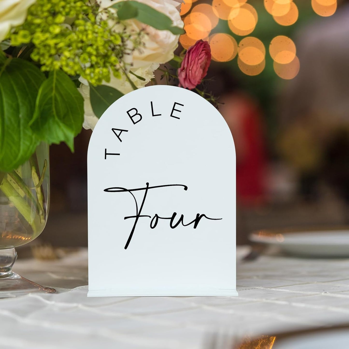 JINMURY White Arch Wedding Table Numbers 1-10 with Stands, 5x7 Inch Acrylic Arch Sign with Black Lettering, White Acrylic Table Numbers for Wedding Reception