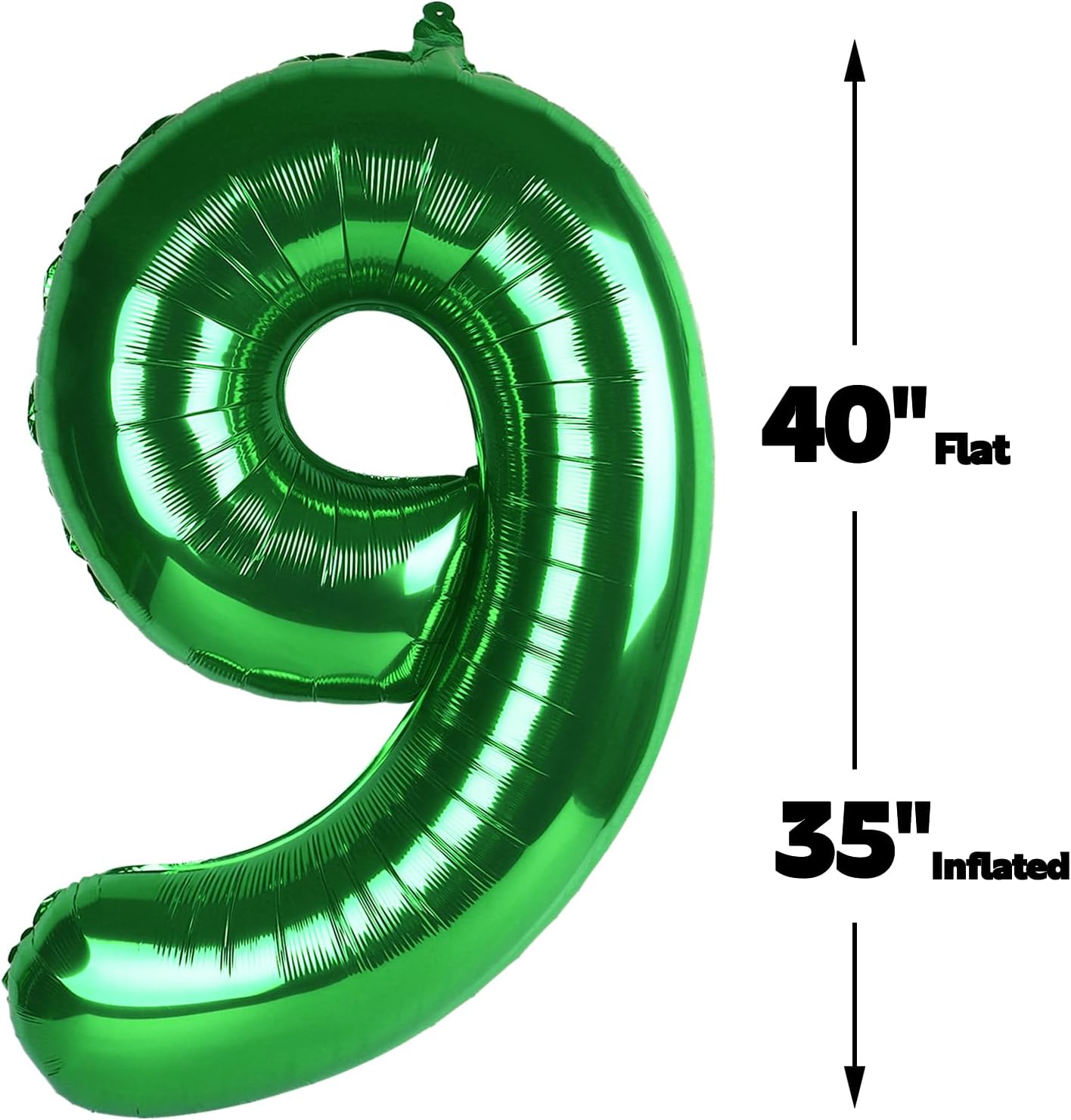 40 Inch Big Green 9 Balloon Number, Jumbo Giant Happy 9th 19 29 39 49 99 Birthday Party Decorations, Large Nine Mylar Foil Anniversary Birthday Party Engagement Decorations