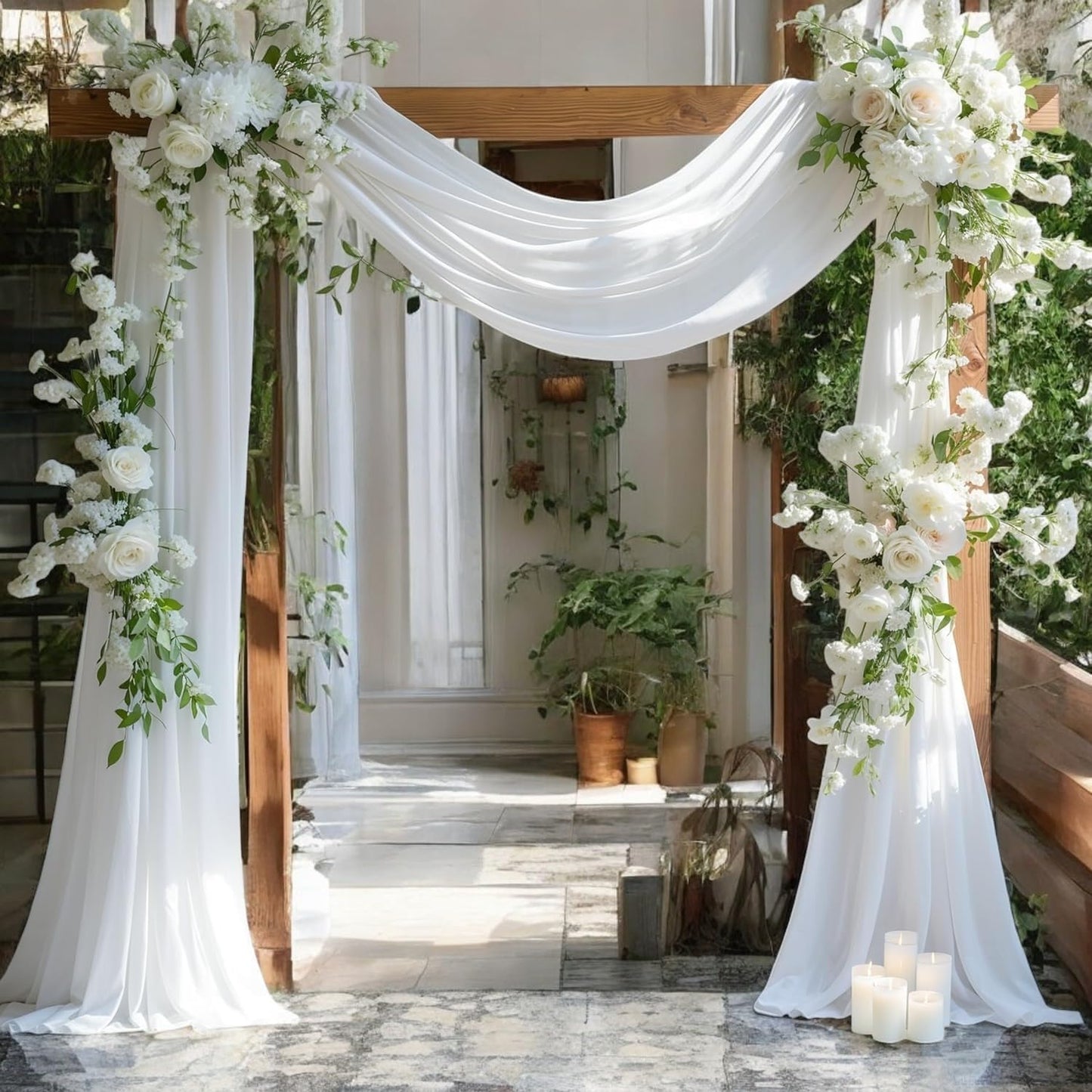 MDS Halloween Chiffon Draping Fabric - 2 Panel, 30" Wide x 30ft Long - Sheer Spooky Arbor & Canopy Drapery for Haunted House Backdrops, Party Ceilings, DIY Costumes & Themed Events - White