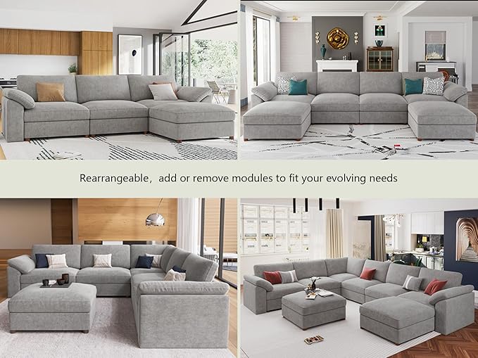 EASE MOOSE Oversized L Shape Sectional Modular Sofa, Wide Deep seat Sectional - Image 6