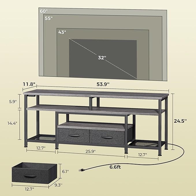 Huuger TV Stand for 55 60 Inch TV, Entertainment Center - Image 5