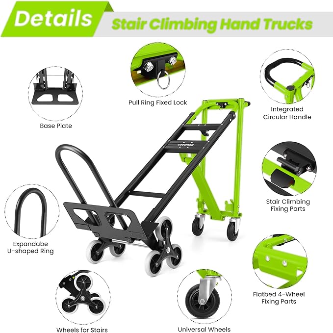 4-in-1 Hand Truck Dolly Heavy Duty Industrial Convertible, 1000 LBS Stair - Image 5