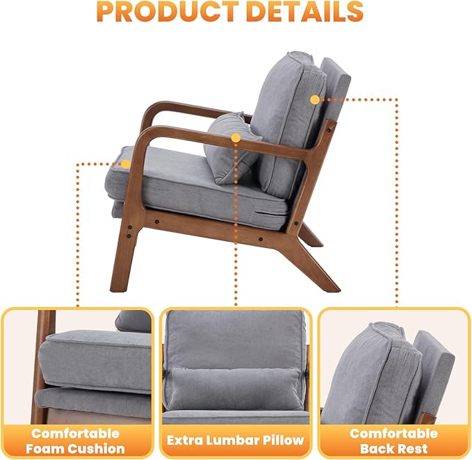 DUMOS Accent Chair Mid Century Modern Chair - Image 4