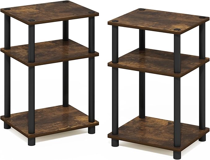 Furinno JUST Side Table Set of 2, 3-Tier Modern End Tables, Open Shelves Night - Image 9
