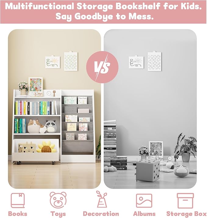 COZPAW Kids Bookshelf and Toy Storage, 4 Tier Toddler Bookshelf - Image 7