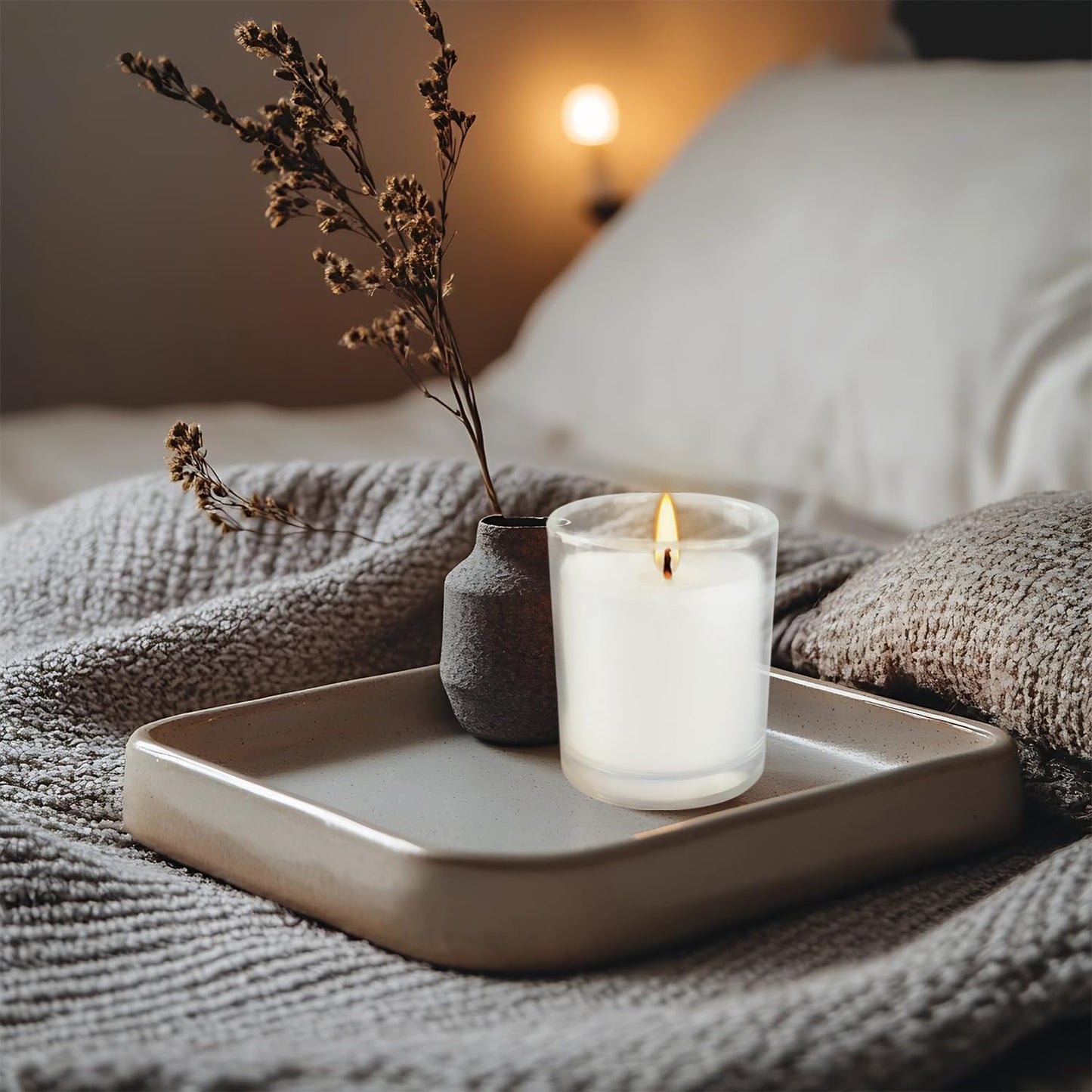 20 Pack White Unscented Glass Cup Candles - 15-20 Hour Burn Time, Soy Wax, Minimalist Style for Home Decor, Weddings, Parties & Special Occasions.