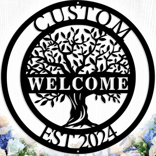 Personalized Tree of Life Metal Sign Wall Art Decor, Custom Wedding Gifts for Couples, Custom Family Name Sign, Christmas Valentine's Day Housewarming Gifts