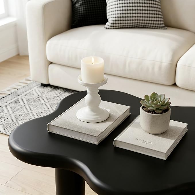 40" Cloud Coffee Table with 4 Round Table Legs, Modern Irregular Center Table - Image 6