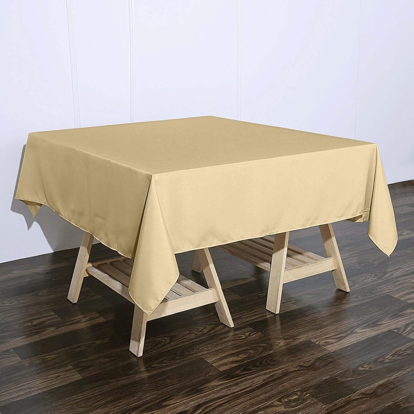 Efavormart 70" Premium Square Polyester Tablecloth for Wedding Kitchen Dining Events - Champagne