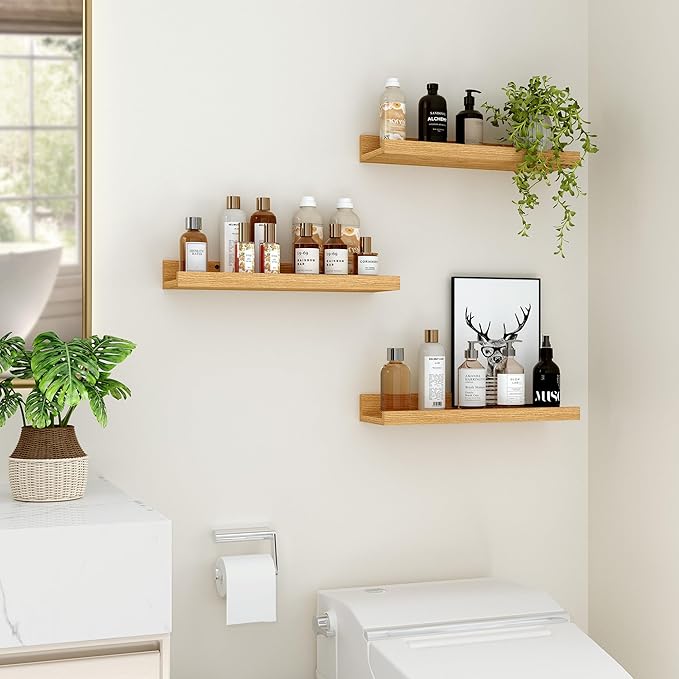 Floating Shelves for Wall, 16 inch Wood Floating Shelves Set of 2, Picture - Image 5