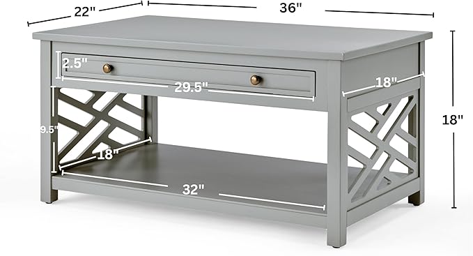 Alaterre Furniture Coventry Classic 36-Inch Wood Coffee Table - Image 2