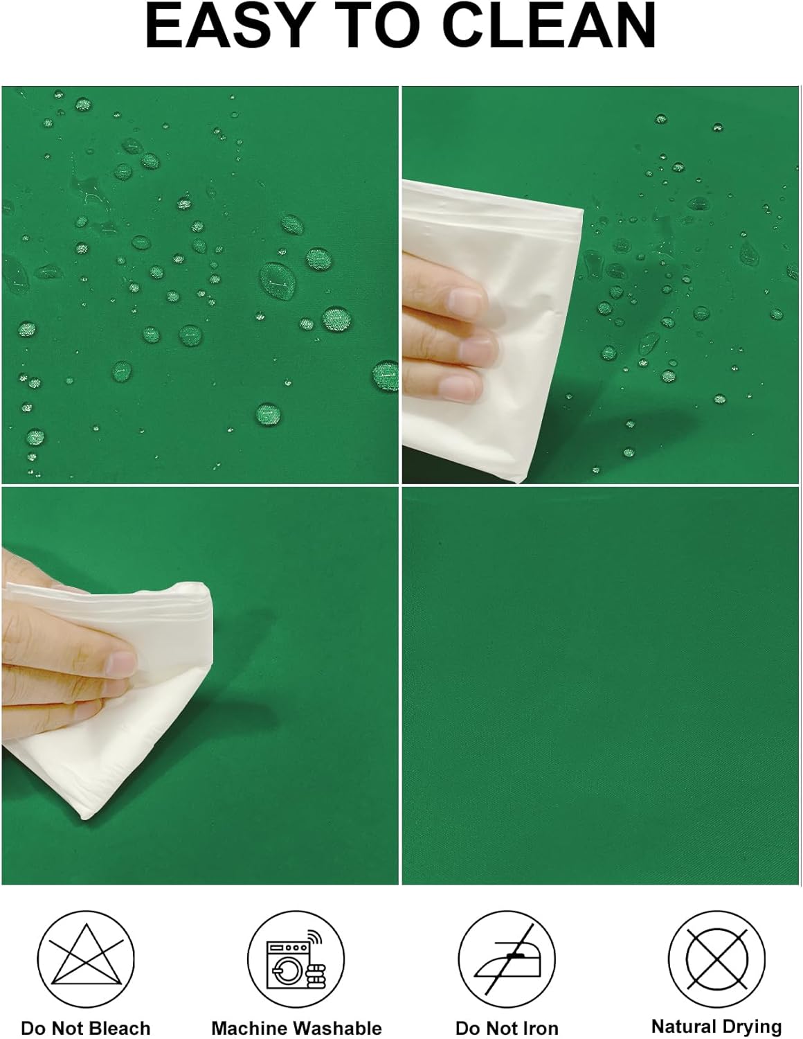 Fokitut 2 Pack Waterproof Rectangle Tablecloth, 90x132 Inch, Stain Resistant and Wrinkle Polyester Table Cloth, Fabric Table Cover for Kitchen Dining, Wedding, Party, Holiday Dinner-Emerald