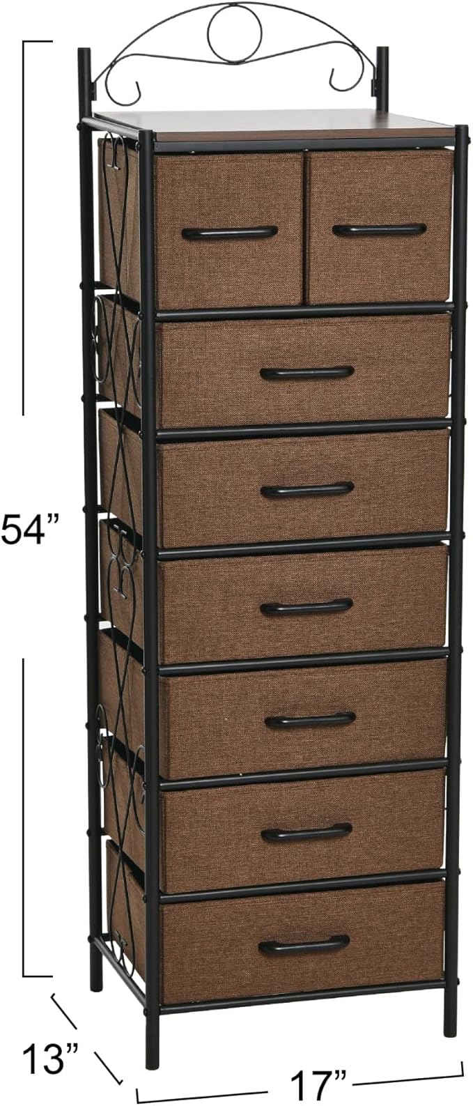Household Essentials Walnut & Iron Eight-Drawer Dresser Tower - Image 3