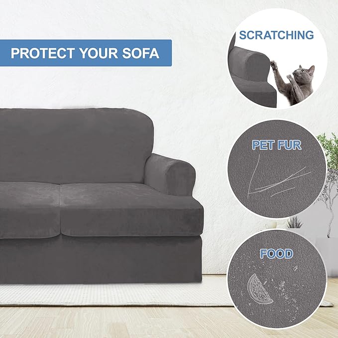 CUCRAF Cushion Sofa Cover 4 Piece Slipcovers, Soft Thick Velvet Couch Cover - Image 4