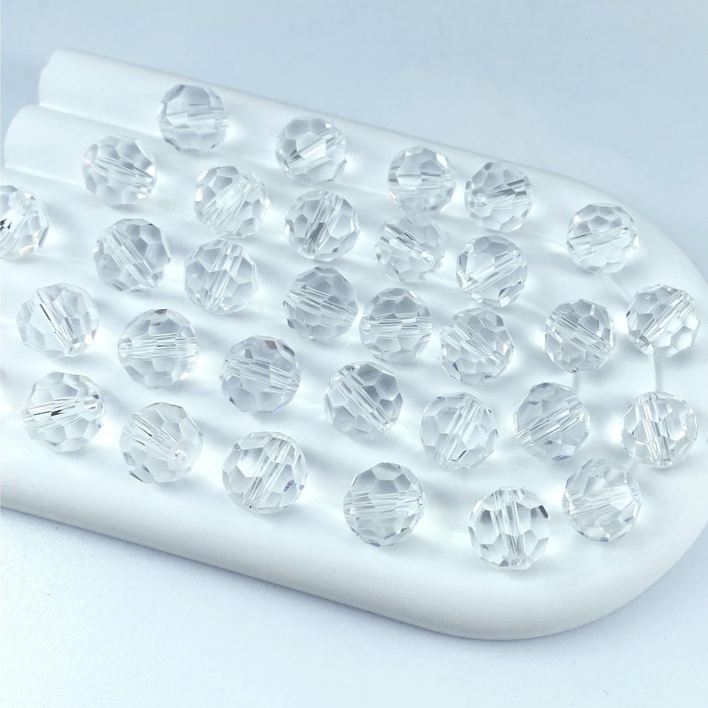 200 PCS 6mm Crystal Glass Beads Round Multiple Faceted Loose Spacer Glass Beads for DIY Handcrafte Bracelet Necklace Earring Jewelry Making(Transparent)