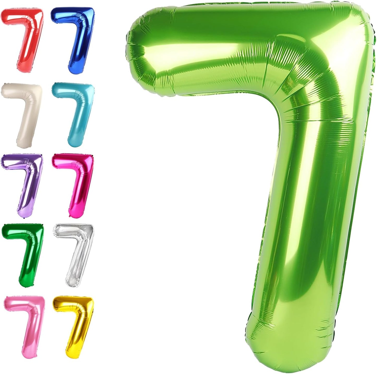 Digital Number 7 Light Green Birthday Balloon 40 Inch, Foil Balloons for 7 17 27 70 77 Party Decorations Supplies, Light Green Mylar Numbers Balloon for Seven Wedding Anniversary