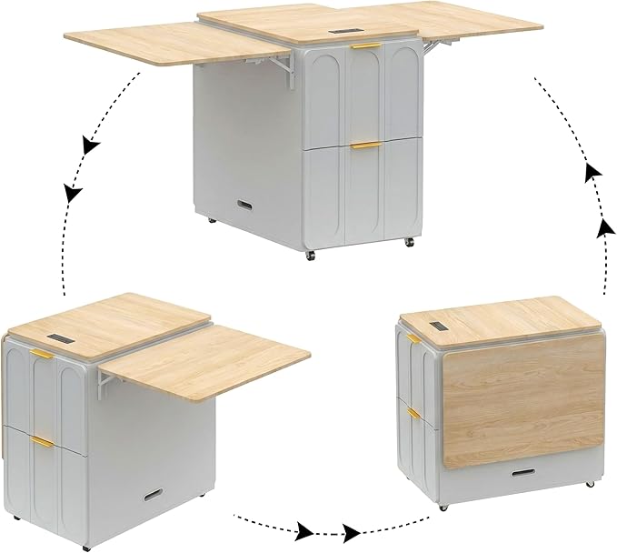 ModernMate 3-in-1 Folding Desk & File Cabinet, Fluted Multi-Storage Workspace - Image 5