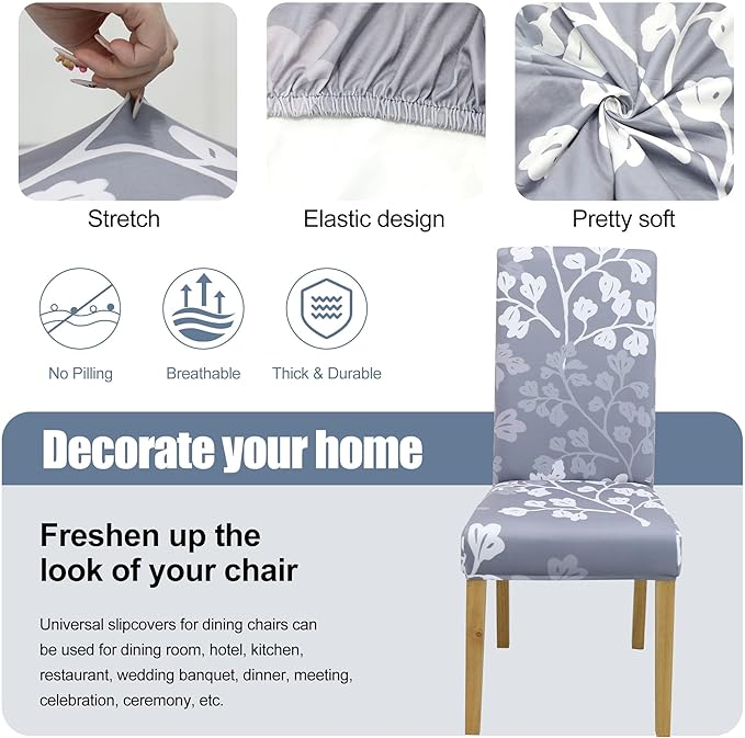 BIETYONE Stretch Dining Chair Covers Set of 6, Soft Removable Washable Kitchen - Image 3